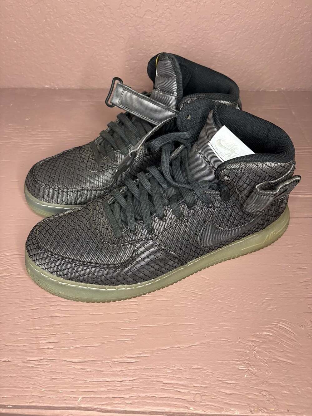 Nike Air Force 1 '07 Mid LV8 Black/Metallic Silver 'Fish Scale' Sneakers11.5